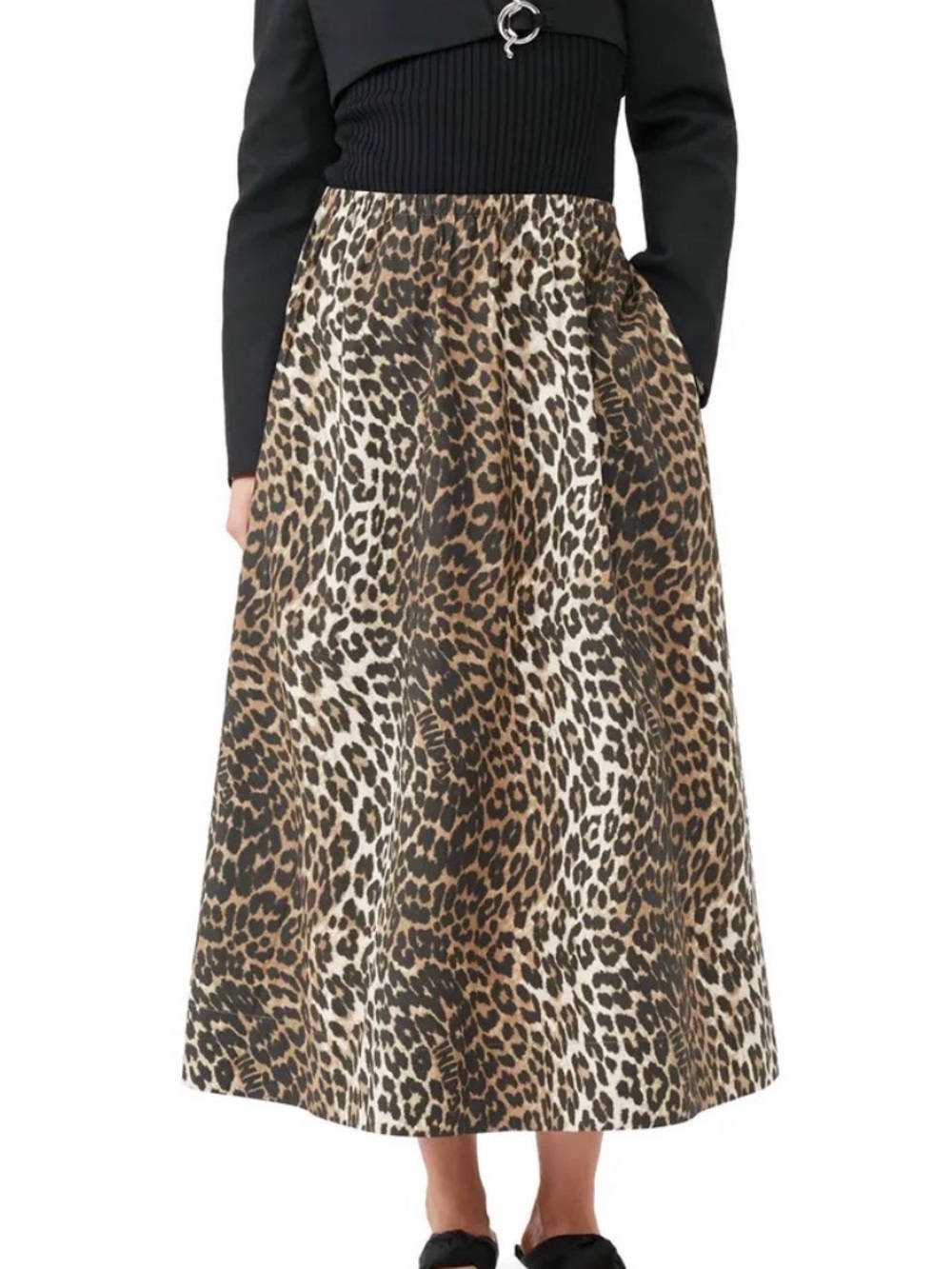 GANNI Leopard Print Elasticated Maxi Skirt